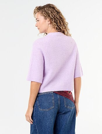 Maglione in mohair a maniche corte con giromanica sceso