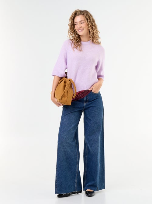 Maglione in mohair a maniche corte con giromanica sceso - Kiabi