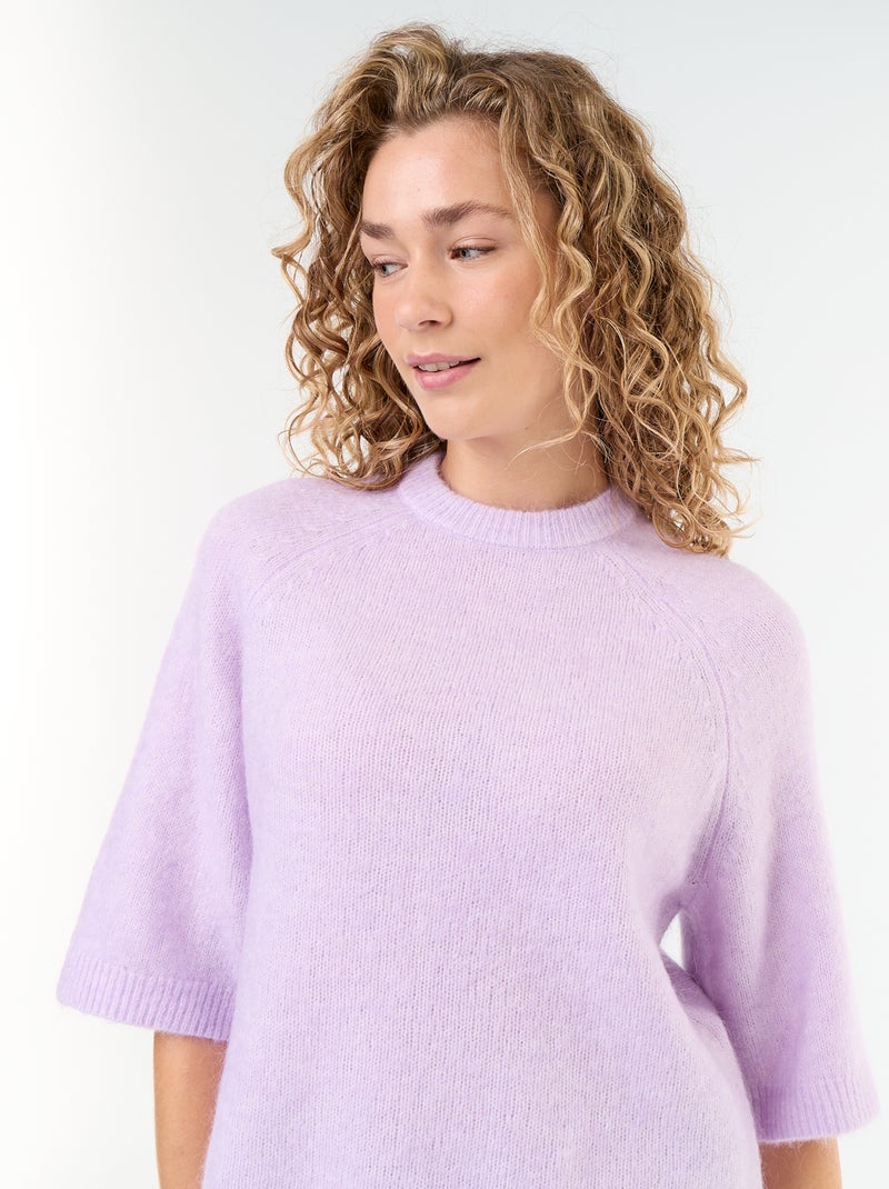 Maglione in mohair a maniche corte con giromanica sceso Rosa - Kiabi