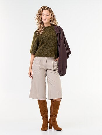 Maglione in mohair a maniche corte con giromanica sceso