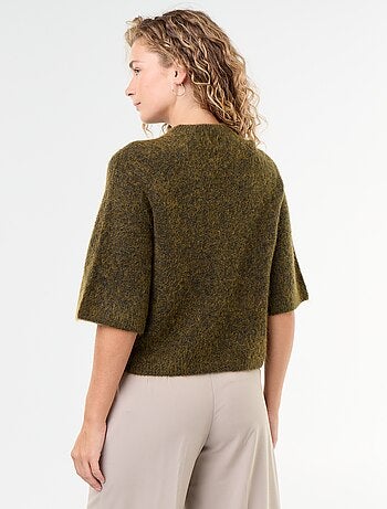 Maglione in mohair a maniche corte con giromanica sceso