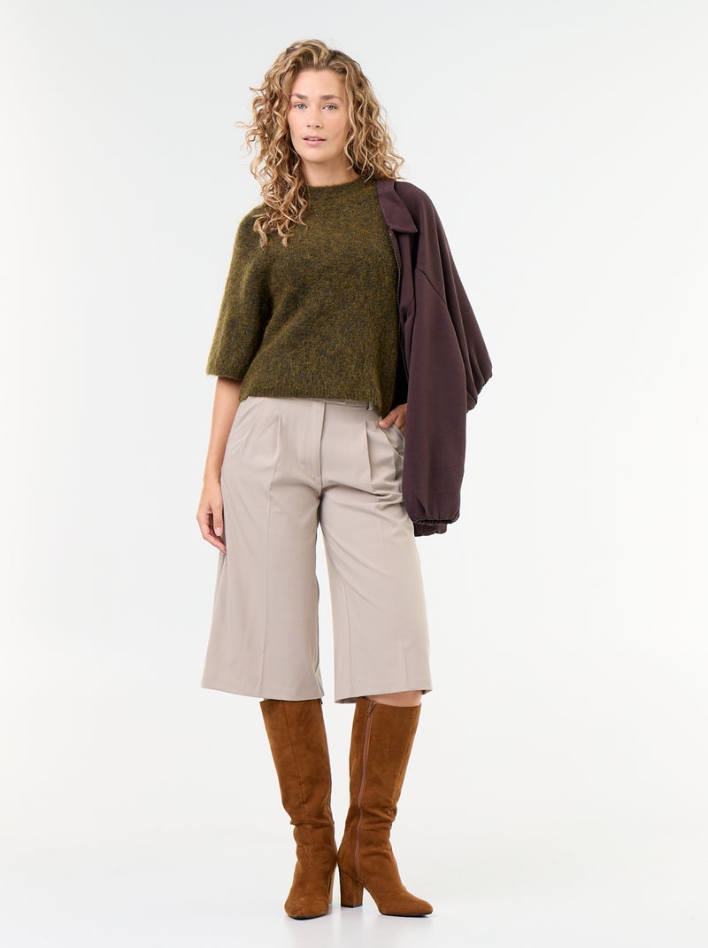 Maglione in mohair a maniche corte con giromanica sceso Verde - Kiabi