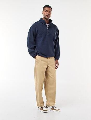 Maglione in pile con collo a camionista con bottoni a pressione