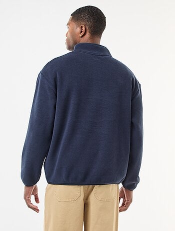 Maglione in pile con collo a camionista con bottoni a pressione