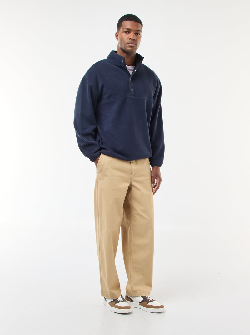 Maglione in pile con collo a camionista con bottoni a pressione Blu - Kiabi