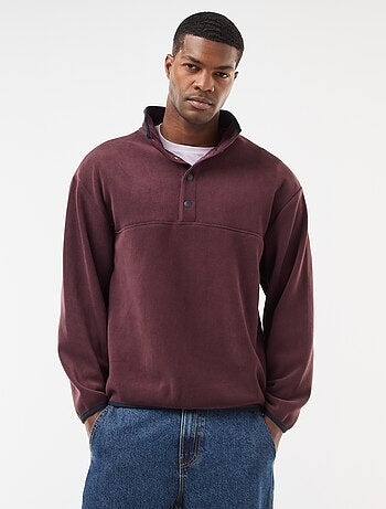 Maglione in pile con collo a camionista con bottoni a pressione