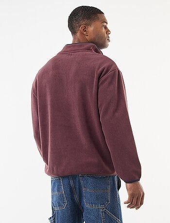 Maglione in pile con collo a camionista con bottoni a pressione