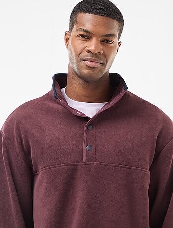 Maglione in pile con collo a camionista con bottoni a pressione