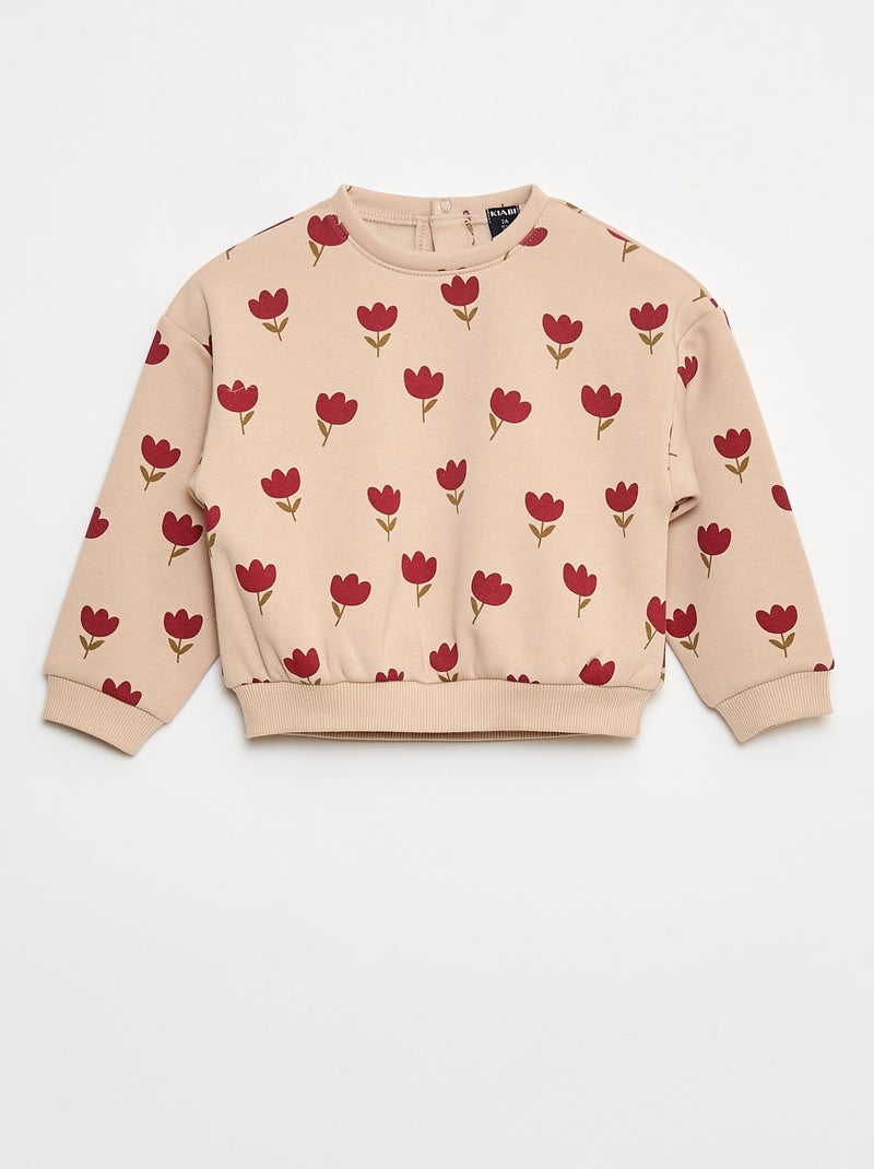 Maglione in pile con motivo Beige - Kiabi