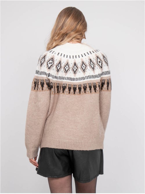Maglione jacquard a collo alto con motivo norvegese katana - Kiabi