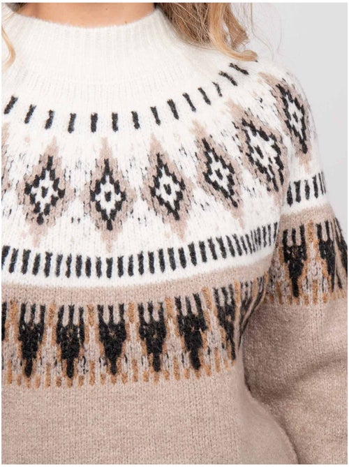 Maglione jacquard a collo alto con motivo norvegese katana - Kiabi