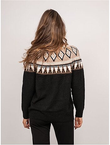 Maglione jacquard a collo alto con motivo norvegese katana