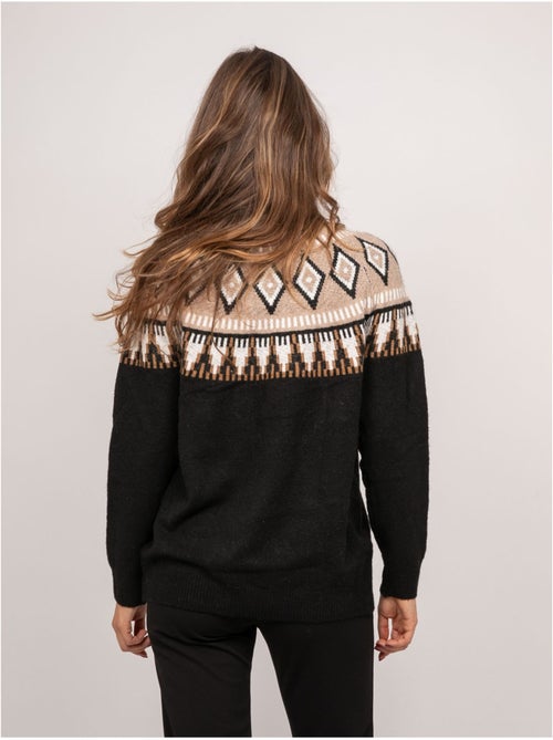 Maglione jacquard a collo alto con motivo norvegese katana - Kiabi