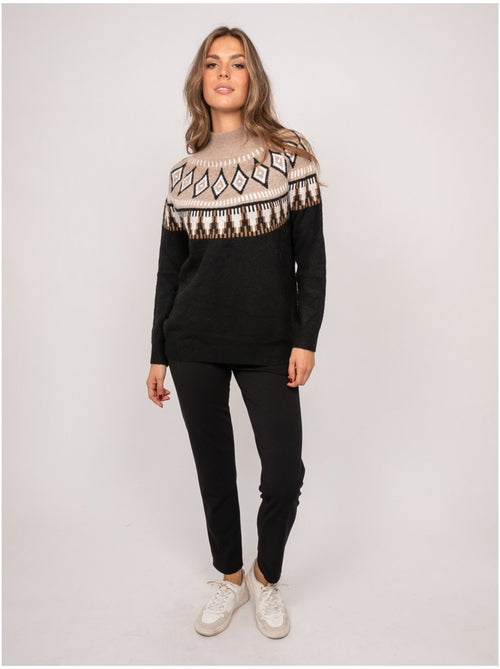 Maglione jacquard a collo alto con motivo norvegese katana - Kiabi