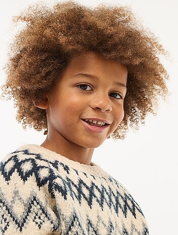 Maglione jacquard girocollo tinta unita