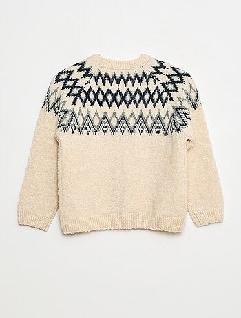 Maglione jacquard girocollo tinta unita