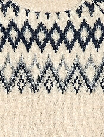 Maglione jacquard girocollo tinta unita