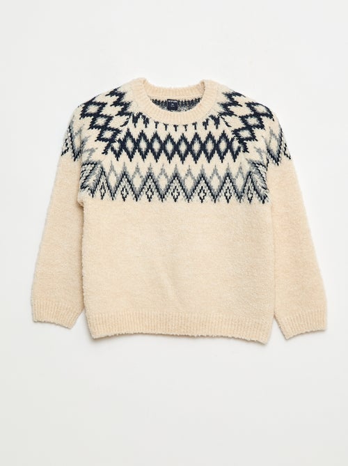 Maglione jacquard a girocollo tinta unita - Kiabi