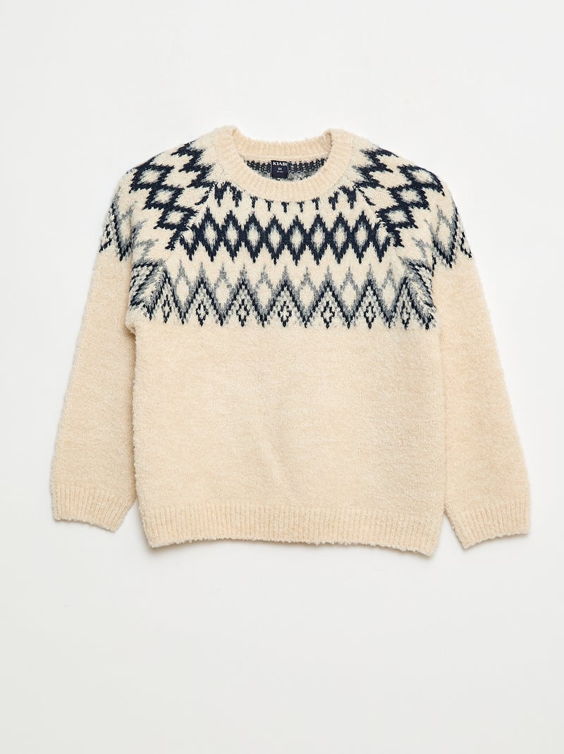 Maglione jacquard a girocollo tinta unita Grigio - Kiabi