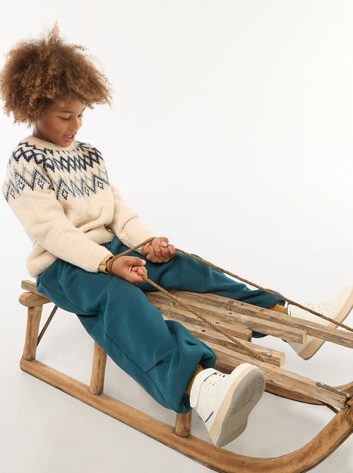 Maglione jacquard a girocollo tinta unita - Kiabi