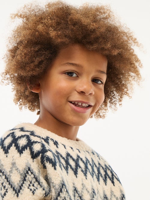 Maglione jacquard a girocollo tinta unita - Kiabi