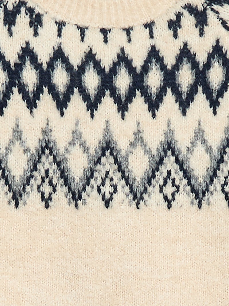 Maglione jacquard a girocollo tinta unita Grigio - Kiabi