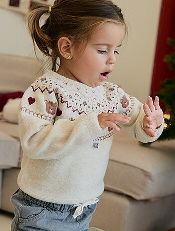 Maglione jacquard a maglia grossa