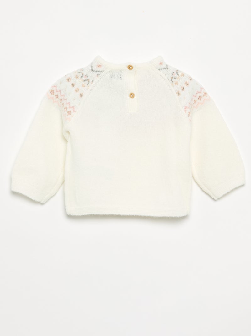 Maglione jacquard a maglia grossa Bianco - Kiabi