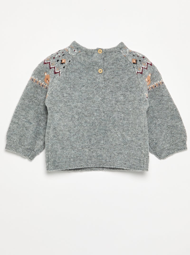 Maglione jacquard a maglia grossa Grigio - Kiabi