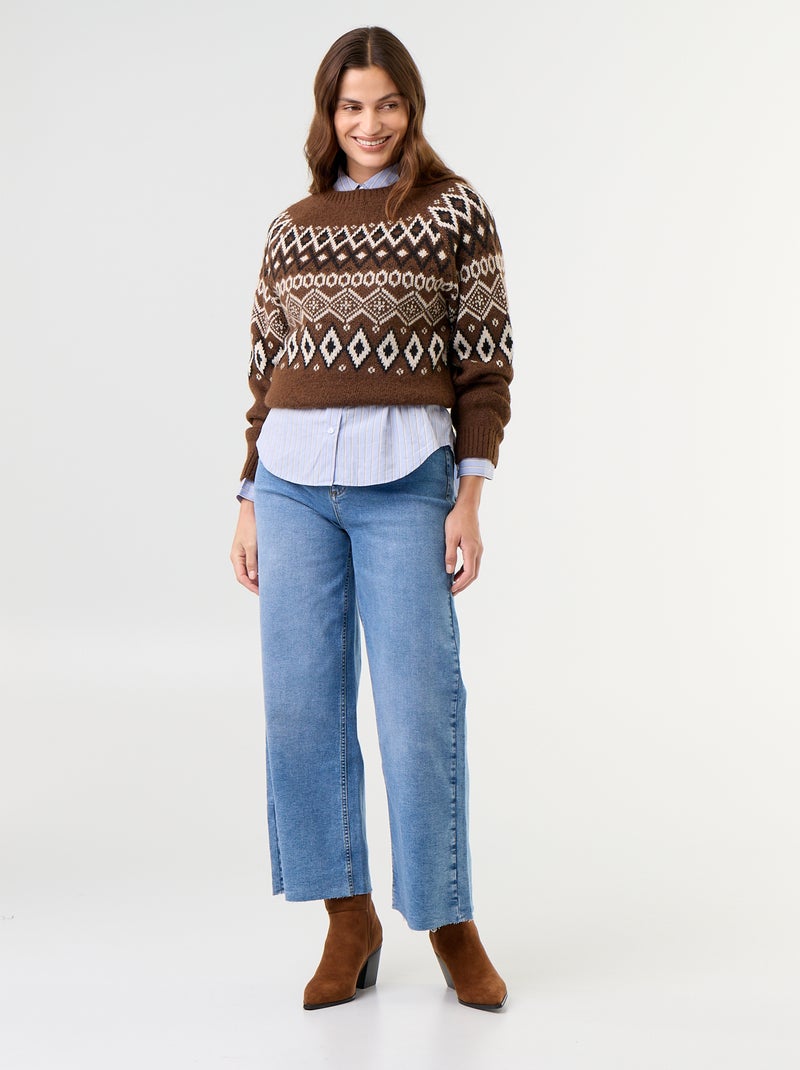 Maglione jacquard a maglia grossa "Natale" Marrone - Kiabi
