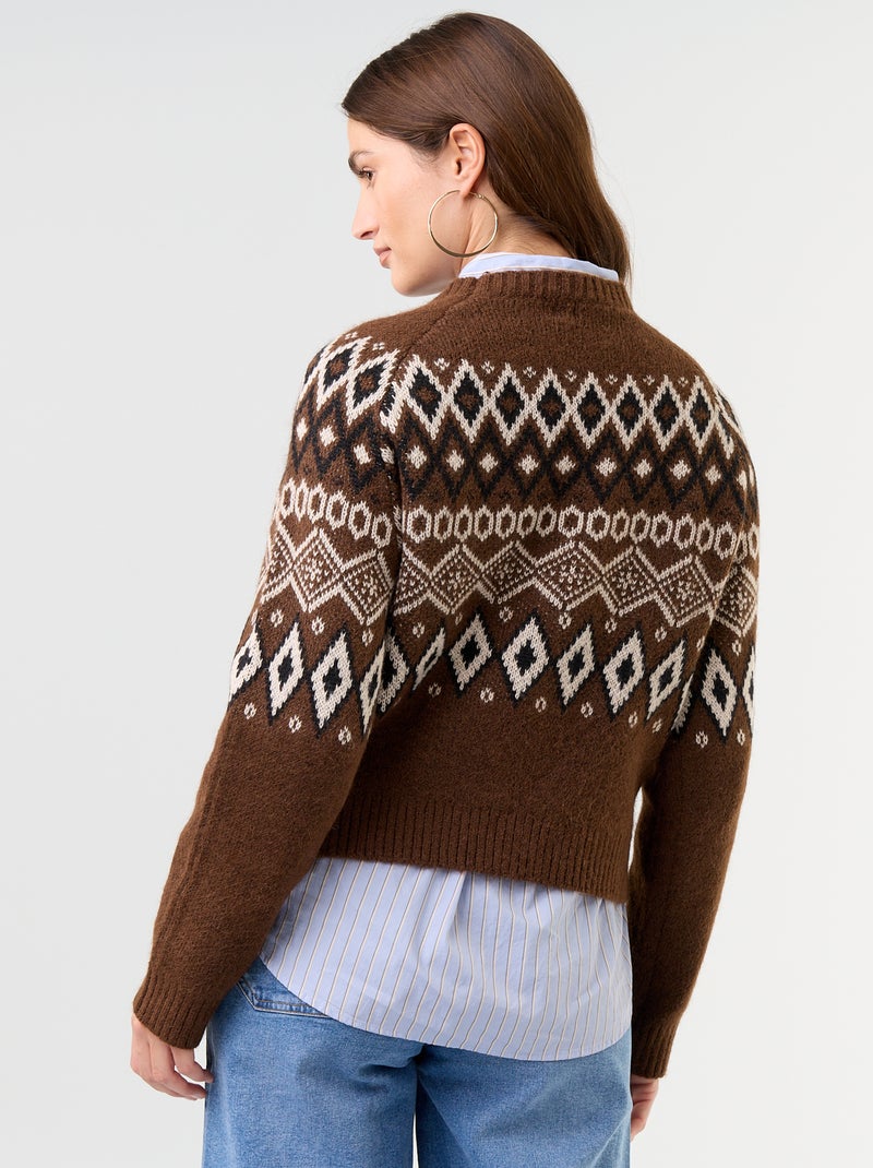 Maglione jacquard a maglia grossa "Natale" Marrone - Kiabi