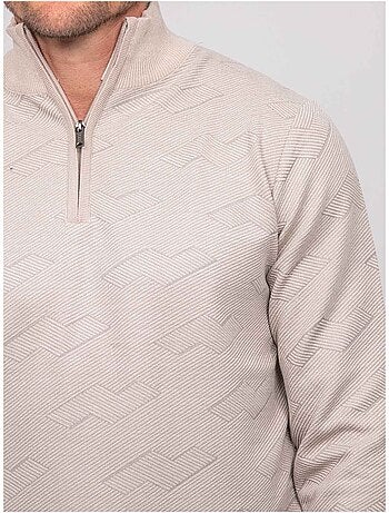 Maglione jacquard con collo camionista e zip lamaton