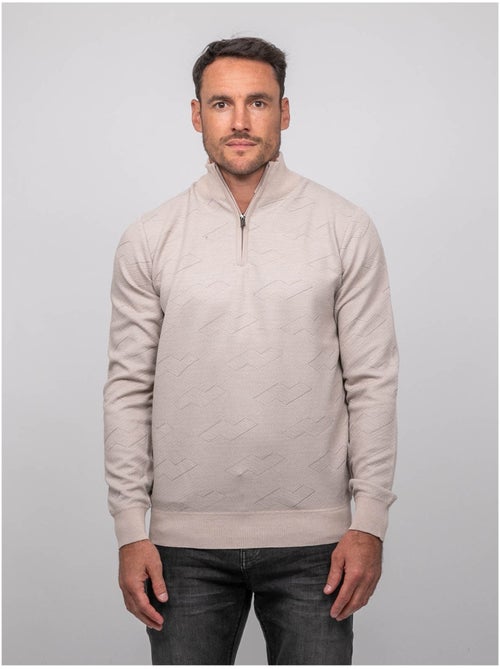 Maglione jacquard con collo camionista e zip lamaton - Kiabi