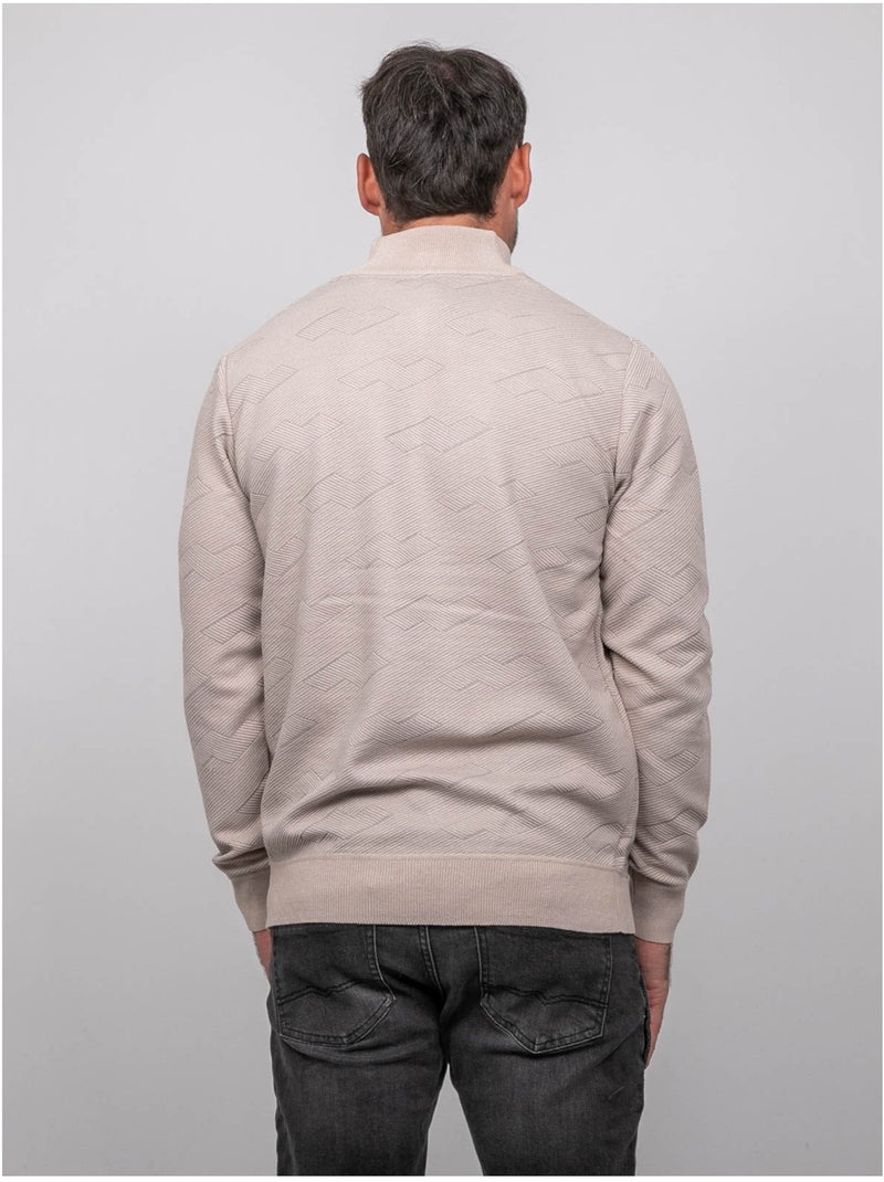 Maglione jacquard con collo camionista e zip lamaton Beige - Kiabi