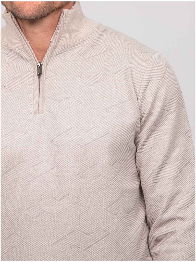 Maglione jacquard con collo camionista e zip lamaton Beige - Kiabi
