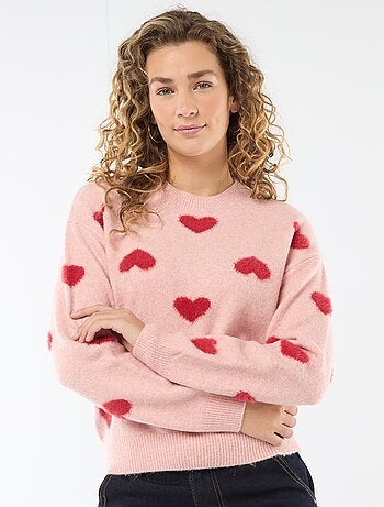 Maglione jacquard con cuori