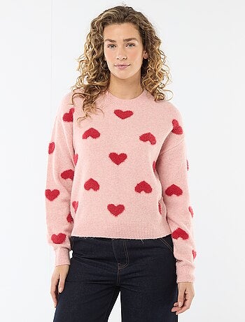 Maglione jacquard con cuori