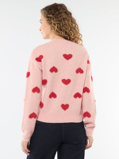 Maglione jacquard con cuori - Kiabi