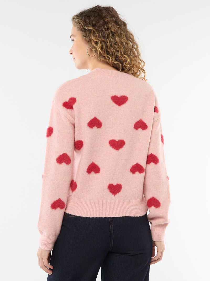 Maglione jacquard con cuori Rosa - Kiabi