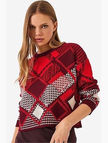 Maglione jacquard con motivo baklava lucci