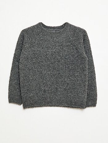 Maglione jacquard girocollo tinta unita