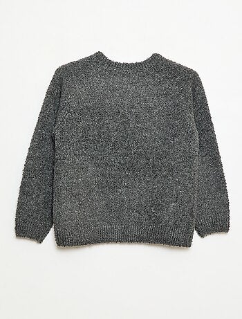 Maglione jacquard girocollo tinta unita