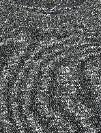 Maglione jacquard girocollo tinta unita