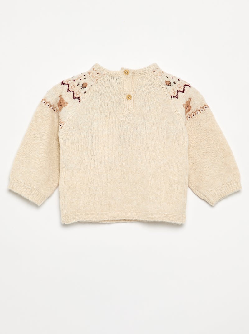 Maglione jacquard natalizio in maglia grossa Beige - Kiabi