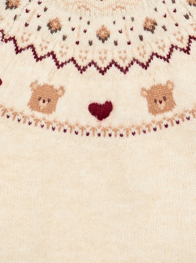 Maglione jacquard natalizio in maglia grossa Beige - Kiabi