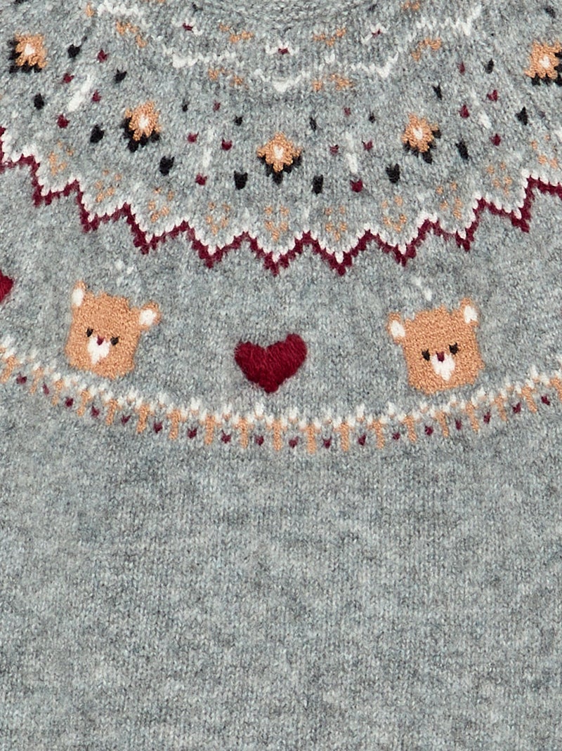 Maglione jacquard natalizio in maglia grossa Grigio - Kiabi