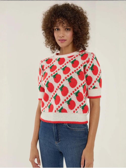 Maglione lavorato a maglia a maniche corte con fantasia hiccup - Kiabi Maglione lavorato a maglia a maniche corte con fantasia hiccup - Kiabi