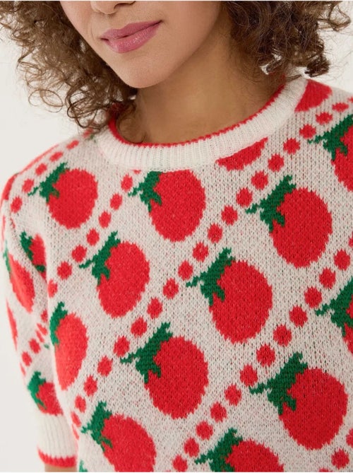 Maglione lavorato a maglia a maniche corte con fantasia - Kiabi Maglione lavorato a maglia a maniche corte con fantasia - Kiabi