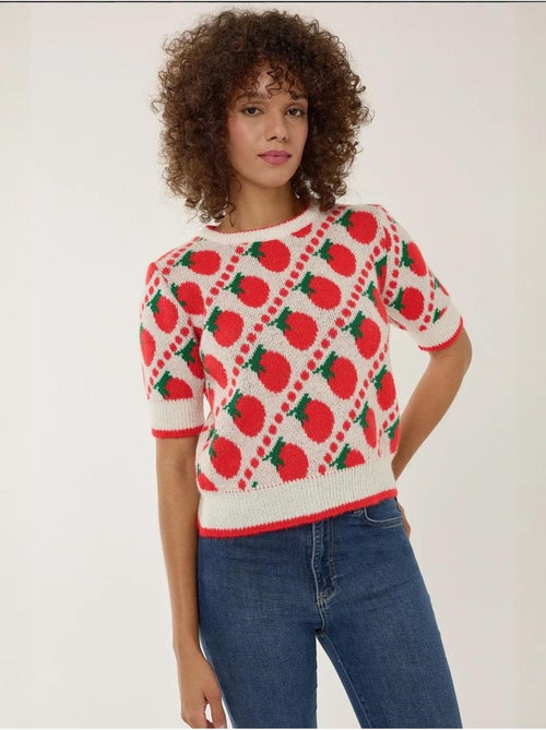 Maglione lavorato a maglia a maniche corte con fantasia - Kiabi Maglione lavorato a maglia a maniche corte con fantasia - Kiabi