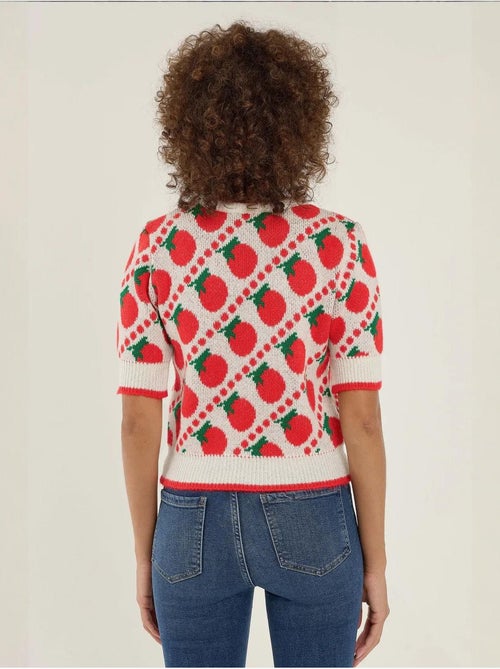 Maglione lavorato a maglia a maniche corte con fantasia - Kiabi Maglione lavorato a maglia a maniche corte con fantasia - Kiabi